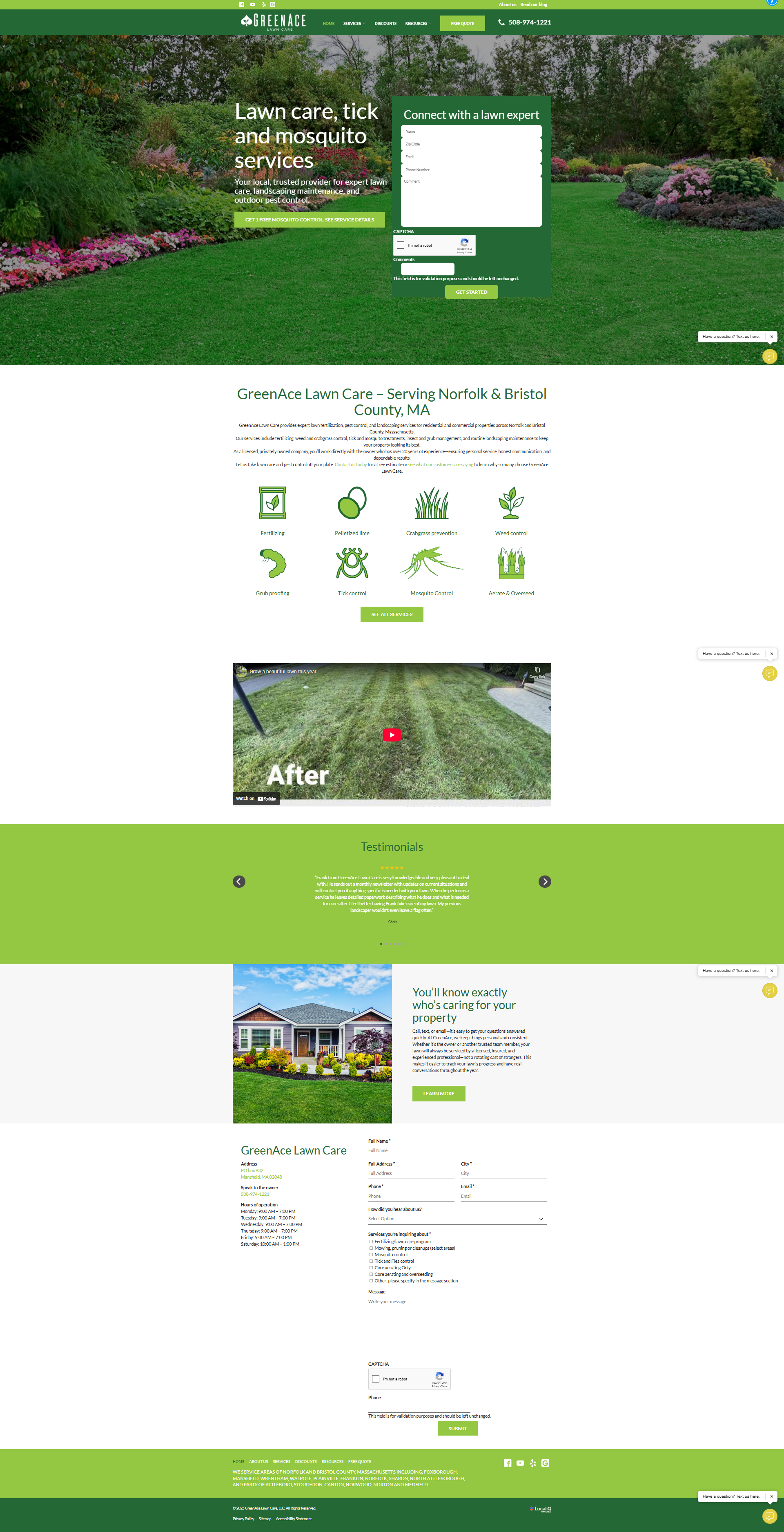 GreenAce Lawn Care website designed for lead conversion